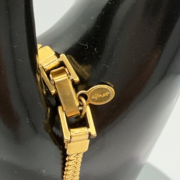Monet Vintage Gold-Tone Snake Chain Bracelet With Fold-Over Clasp & Tag - Picture 6 of 7